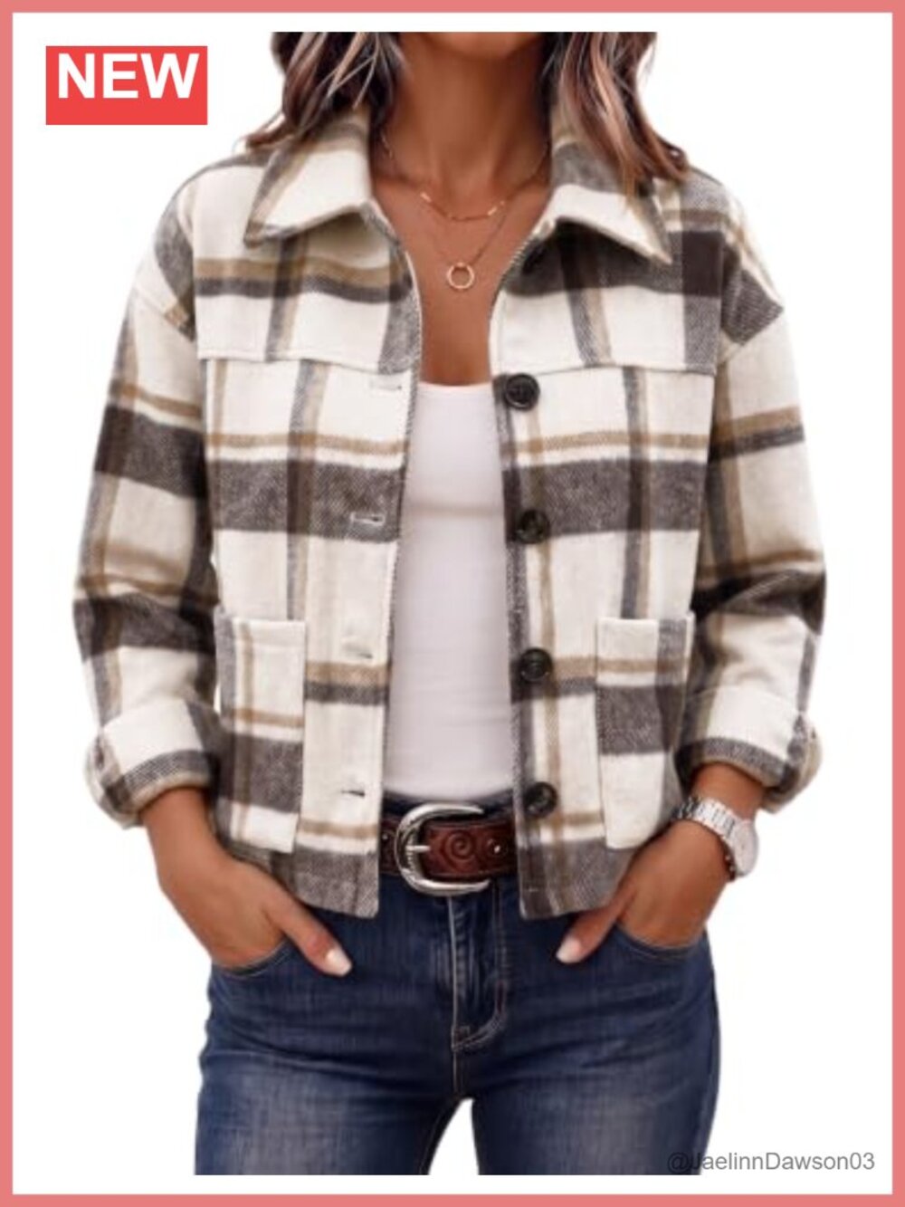 Flannel Cropped Plaid Shacket Button Down Fall Jacket